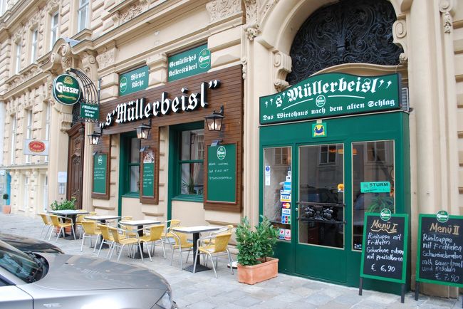 ウィーンでの食事は、「ウィーナーシュニッツェル」を食べたい！ってことで、ガイドブックにも載ってた、庶民的な食堂、ミューエルバイスルへ。