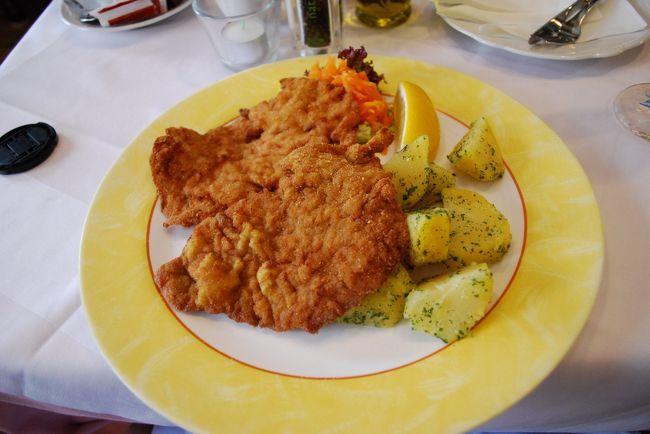 ウィーナーシュニッツェルは、ビールに合いますなぁーー。あぁ、至福のとき。<br /><br />2人で40.9EURでした。やはり、大都市の物価は高いですなぁぁぁ。<br /><br />食事をしているとき、後ろにすわっている日本人の2組の熟年夫婦の会話が面白かったです。<br />どうも奈良県出身の方らしく、会話の節々に私も行ったことのあるような地元民しか知らないような地名がバンバン出てくる出てくる(笑）<br />ウィーンのロマンティックな空気が一瞬にして、関西地方になってしまいました。<br />