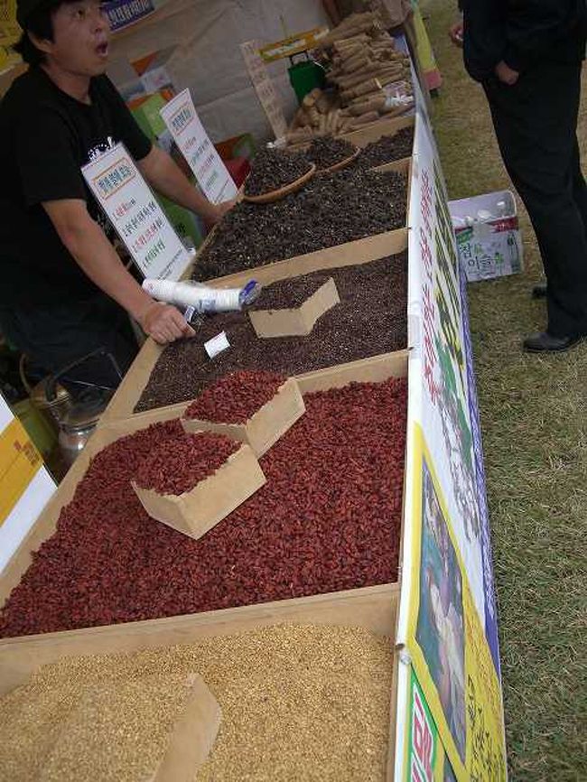 穀物類の屋台<br /><br /><br />穀物類の屋台でしょうか？<br />赤い物は唐辛子ではなかったようでした。