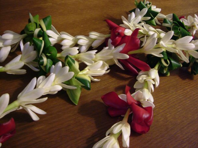 ホテル到着時にいただいたレイ