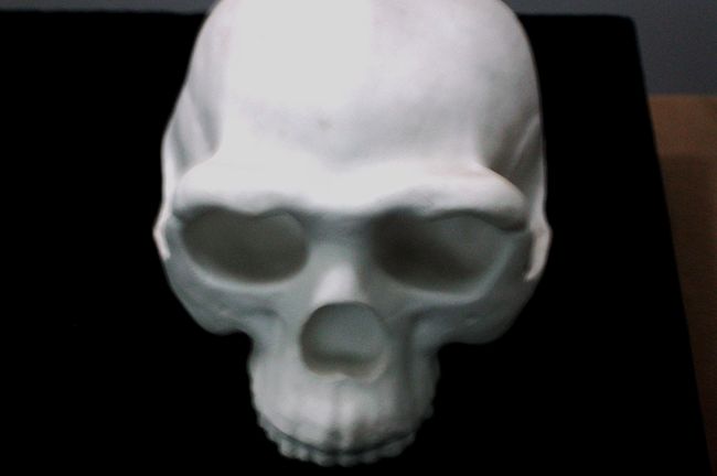 第一地点で発見された北京原人の頭蓋骨の復元図です。地質の年代は、中更新世とされます。