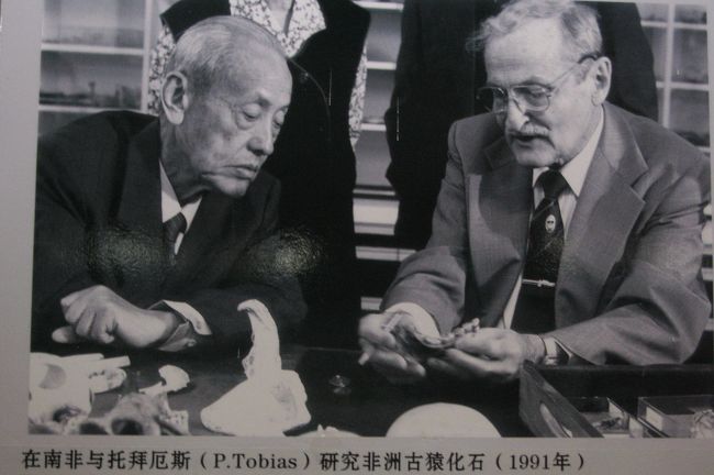 1991年の写真です。右側のP.Tobias氏が手にされているのは『非洲古猿化石』です。