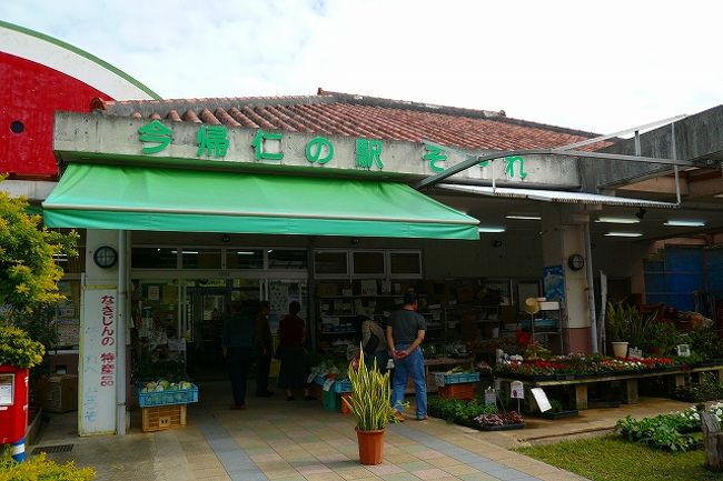 「道の駅　今帰仁の駅　そーれ」<br />北部の道の駅は楽しいな。<br />農協のような感じの入り口に植物、野菜、果物が<br />ずらっと並びます。