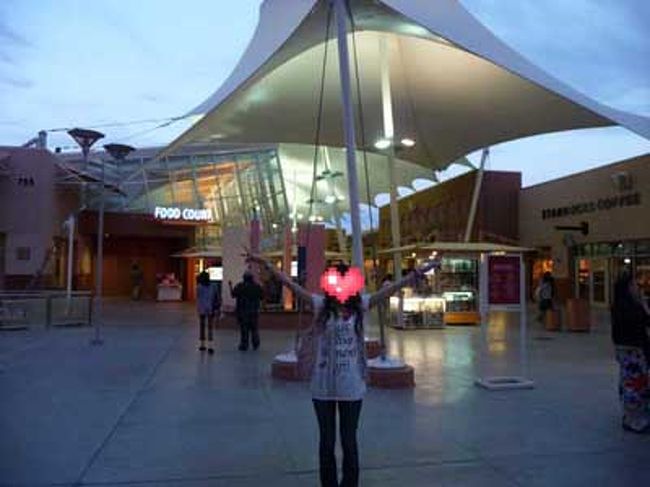 昼過ぎにラスベガスに着いたので、３時間ほど仮眠を取ってからしっかり行動でーす。<br /><br />まずはプレミアムアウトレットへ。<br />タクシーで10分くらいで到着。<br />アウトレット内のフードコートでのんびり腹ごしらえしてたら<br />閉店時間が迫って来て、あんまり見る時間がなかった(汗)<br />既に日が暮れている･･･<br /><br />コスメチックカンパニーにてＭＡＣのグロスを10ドルで購入。品数は多くは無かったけど安い！<br />お土産にも購入。