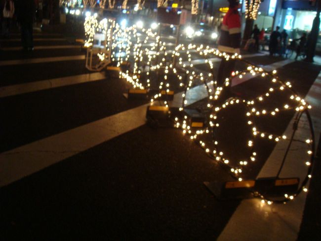 車止めまで電飾･･･★<br /><br />この時期は、<br />時間帯によって一部交通規制<br />が行われるので、<br />車の方は要注意！<br /><br />それと、乗ったことはないですが、<br />この時期だけ市バスが<br />「光のページェント号」として<br />特別ルートを運行しているらしい。<br />バス窓から見る光の世界、<br />それもアリかな〜<br /><br />