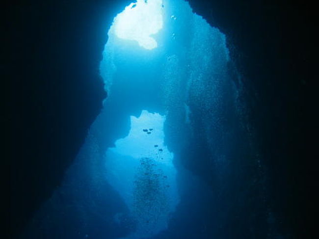 ブルーホールで光のシャワー