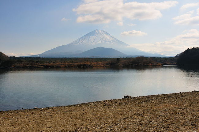 精進湖から見た富士山。