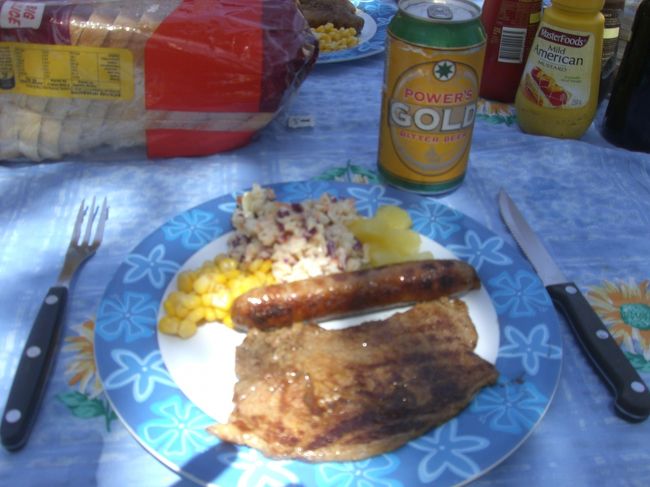 木陰でバーベキュー。<br />ビールに合う！<br />外で食べるご飯はなんでこんなにも美味しいんでしょうね。<br />お肉おかわりしてしまいました。