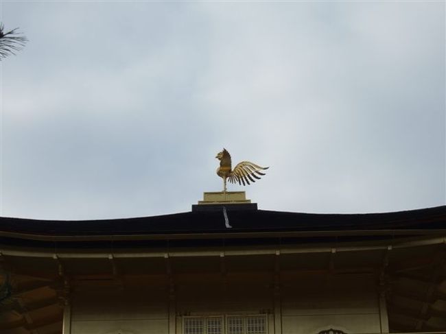 タクシー観光（3時間ｺｰｽ）<br /><br />金閣寺<br /><br />鳳凰<br /><br />新しい鳳凰は昭和30年春の再建時のものであり、今また昭和の大修理に際し、装いを新たにした。<br />旧鳳凰は明治37〜39年の修理の時に、再用に耐えぬものとして寺に保存されていた。