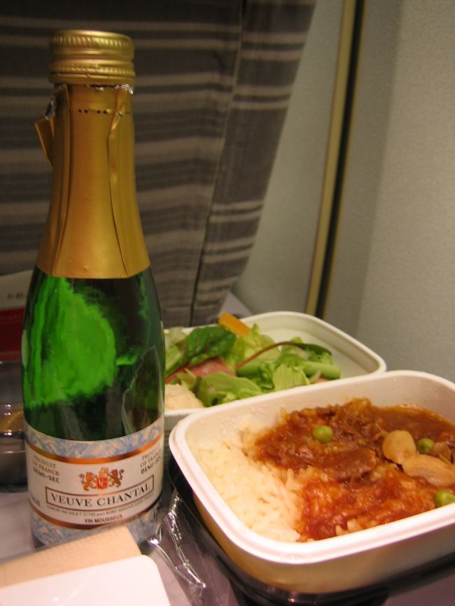 機内食もめずらしくおいしかった<br /><br />シャンペンをいただきましたぁ<br /><br />