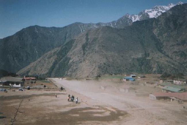 3/13<br /><br />まずヘリで1時間かけてルクラまで飛んだ。ヘリには初めて乗ったけど、うるさいね。ヘリに乗ったらキャンディーと綿のようなものが配られたんだけど、「この綿のようなのは何かなあ、食べられるのかなあ」と思ってると、回りの人達は皆、それを耳に詰め出した。どうやら綿のようなものではなく、綿そのもので耳栓の代わりらしい。<br /><br />ルクラに着き、ガイドを雇おうと思ってたけど、まずその前に郵便局に行こうとした。でもちょっと小太りな、なんとなく好きじゃないようなやつが 「ガイドするよ」と言いながらおれのあとをついてくる。「他のガイドといろいろ相談してから」と言ってるのにどんどんついてくる。しかし、郵便局からヘリのとこに戻ってくると他のガイドはもういないようだ。しかたないのでその小太りなやつと交渉してガイドに雇った。<br /><br />今思うともっと慎重に、いいやつをガイドに雇えばよかった。<br /><br />ルクラに来て気づいたけど、日本円は持ってるがルピーを全然持ってなかった。結局、空港のオフィスのようなとこで日本円からルピーに両替できてよかった。もし両替できなかったらどうなってただろう…。<br />