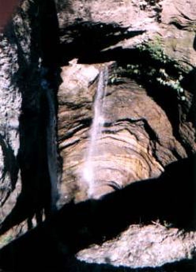 水不足のせいかデビッドフォールは迫力がなかった。 でもせまい川幅なのに深く谷のようになってるのは興味深い。<br /><br />デビッドフォールの近くに鍾乳洞?があるって聞いてたのでそこに行った。高さが10メートルぐらいのくぼんだとこを下りると、鉄格子で入口を閉められている洞窟？のようなものを発見。しかし誰もいないし鍵がかかってて入れない。中を覗き込んで見てみると、特に奥が深いとかいうもんじゃなく大したことなさそうだった。洞窟には入らず、上に登って帰ろうとしたときに「洞窟入る?」と管理人らしき人が来たけど、それより他の場所を見ようと思ったので洞窟には入らなかった。<br /><br />今度はチベット村に行った。村の入口近くのお店のおばちゃんが早速声をかけてきた。何も買うつもりはなかったけど、押し売り的でないのと人の良さそうなおばちゃんだったので、商品を見ながら話でも聞こうと思ってそこに行った。<br /><br />いろいろ話をしてると手作りのチベットクッキーを出してくれた。素朴な味だ。さらにいろいろ世間話をしているうちに、おばちゃんの人の良さから何かを買う気になってしまった。赤っぽい石?を磨いて作った指輪を買った。これがおばちゃんの作戦なのかどうかはわからなかったけど。この指輪はすごく丈夫らしい。おばちゃんの指につけてるのはもう３０年前のものだって言ってた。「ハンマーでおもいっきりたたいても壊れない?」って聞いたら、壊れないって言ってた。ほんとか?<br /><br />店を離れてぶらぶらしてちょっとお茶飲んだ。で、チベット村から帰るときにさっきのおばちゃんに帰るっていう挨拶したらチベットクッキーを袋いっぱいくれた。<br />