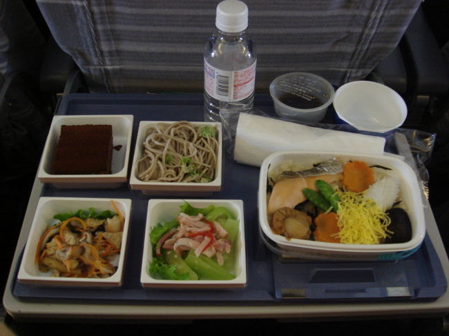 帰りの機内食。僕は海鮮丼を注文。妻は海鮮あんかけ焼きそば？を選びました。<br /><br />これで３回目の台北旅行は終わりましたが、皆さんにご報告があります。