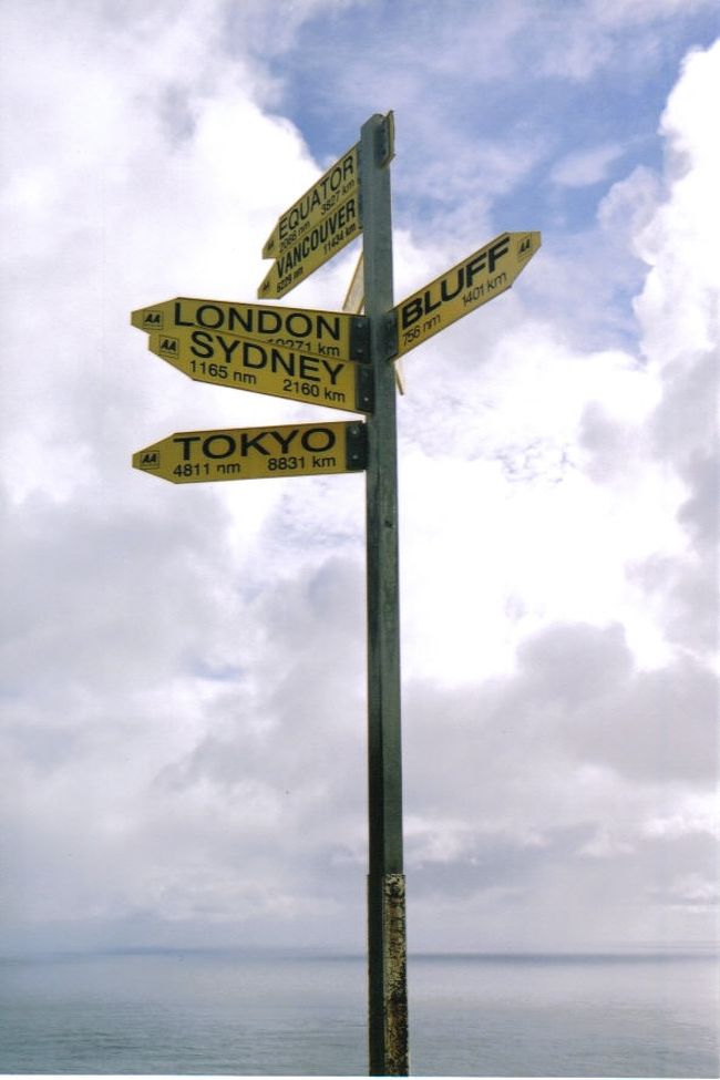やっぱりここにも、世界主要都市までの距離と方角を示すサインが建っています。