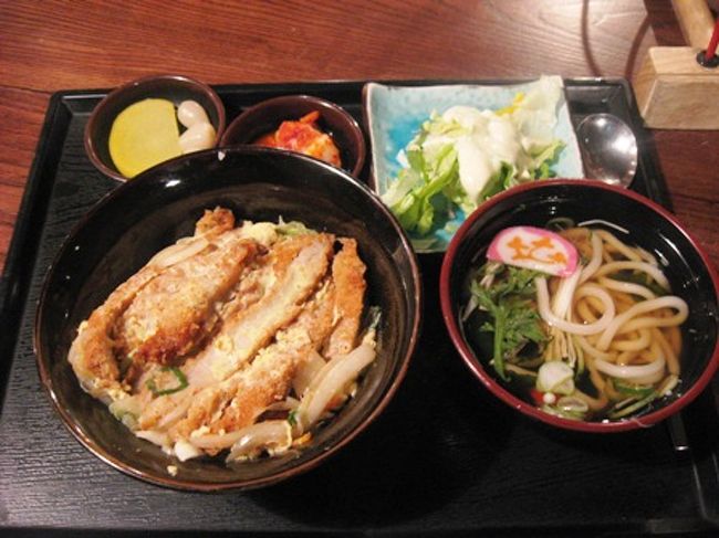 19:00　ロッテデパートで夕ごはん。<br /><br />途中、明洞地下商店街でメガネを作りながら、<br />ロッテデパートへＧＯ。<br /><br />おもちゃ屋さんで息子をひとしきり遊ばせたあと、レストランフロアにある「花見」へ。<br />和食派の息子のためにここにしたんですが、<br />なんちゃって日本食にびっくりー。<br /><br />←夫の注文したカツ丼ちっくな食べ物。<br />とんかつになぜか骨が入っていた。<br />ど･･･どこの肉なの？？