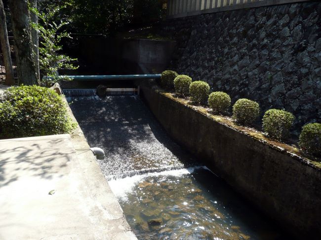 御手水舎の脇に小川が。