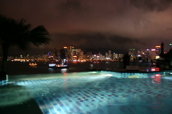 ホテルのプールから見る夜景は素敵でした。