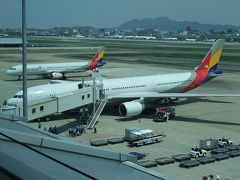 飛行機を乗り継ぎ、福岡12:20→釜山13:15(OZ137)で釜山へ。
豚インフルエンザ対策で、検疫官が韓国から到着した飛行機に乗り込んでいた。