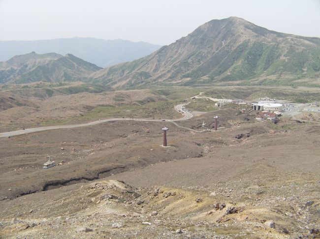 阿蘇の火口からロープウェーを