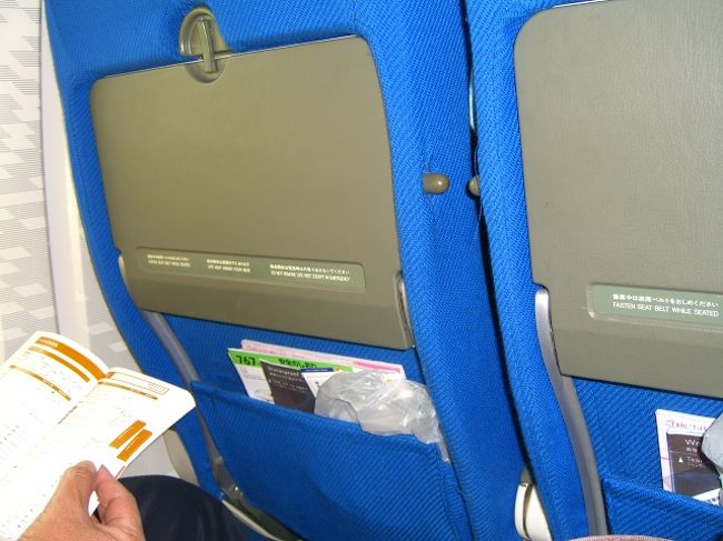ソウル、仁川(インチョン)行きの飛行機は、小さい。てか、古い。<br />「何年前のだ？」と、夫が言う。私も久しぶりに見たよ。この赤・青のシートww。<br />パーソナルTV？　んなもん、ありません。だって、沖縄より近いんだもん。ついでに言うと、食事も出ません！ Σ(ﾟДﾟ)ｶﾞｰﾝ<br />飛び上がったとたんに、即効で寝る！ww　気がついたら、着いてたww。