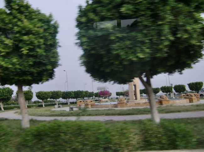 バスでアスワン目指して移動中。<br /><br />昨日わたった橋の近く。<br /><br />スカラベがいっぱい。