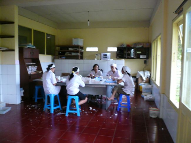 ブラットワンギの工場内では、若い女の子達が黙々と石鹸作りをしていました。<br /><br />工場の2階部分に商品が並べてあり、大体1個10,000ルピーから20,000ルピー（100から200円程度）で購入できます。<br /><br />日本語での説明書きもあります。<br /><br />50個近く買ってしまいました。