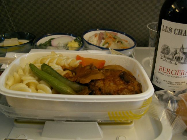 最初の食事です。<br />毎度のことながら、ひとり旅は食事が適当も適当<br />ゆえに、この食事をしっかり食べておくべし！！<br />と、いうことで、ワインも一杯いただき満腹です。