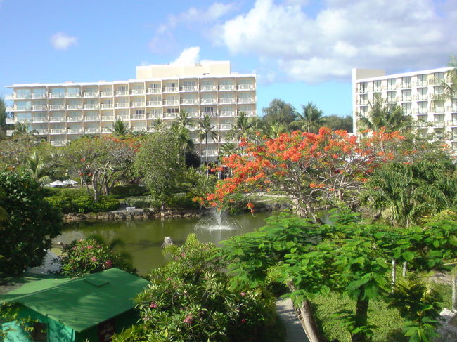 ホテルは昨年と同じハイアットリージェンシー。<br />昨年利用したHISからアップグレードクーポンをもらっていたので、今年はサウスウィングに宿泊。３階でしたが・・・全体が７階建てなので、遠くの眺望はもともとそんなに期待できないホテルです。<br />相変わらず庭が綺麗に手入れされています。