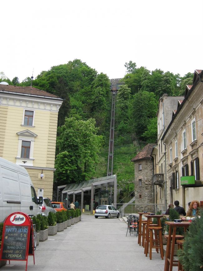 ケーブルカーで上ります。