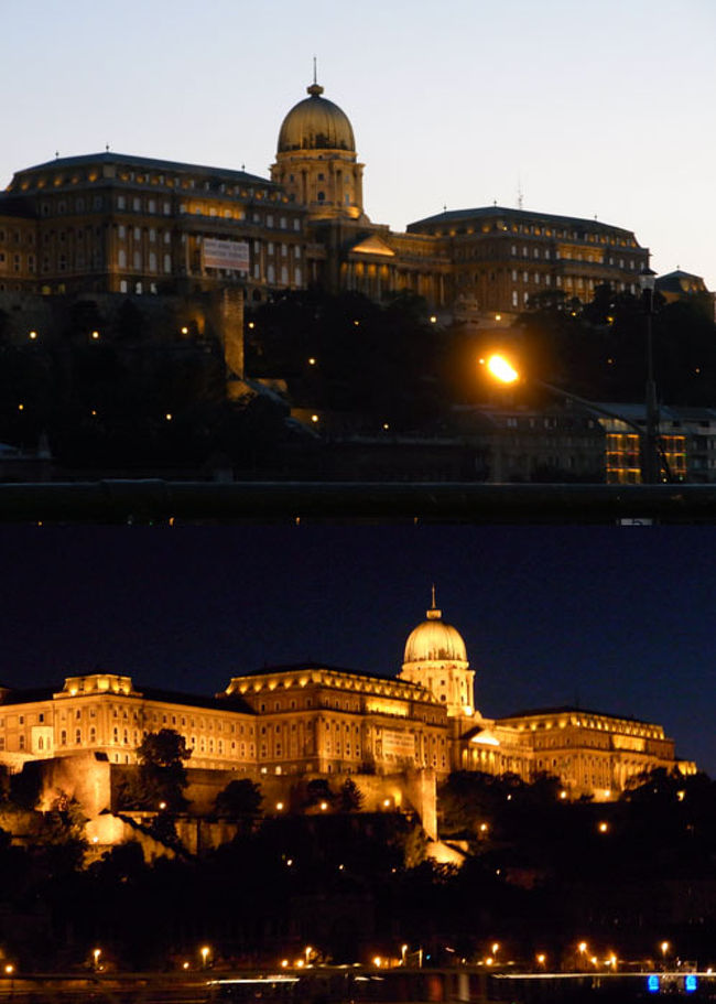 夜景クルーズに参加するため　再度ドナウ川へ。<br />日が長いのでなかなか暗くなりません。上の写真はたぶん8時すぎ。<br />下が9時30分ごろです。