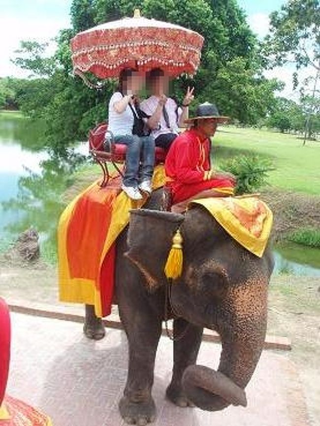 象の背中にそのまま乗るのかと思ってたら、<br />ちゃんと座席が付いてて良かったです。<br />象に乗って遺跡内を散策〜♪