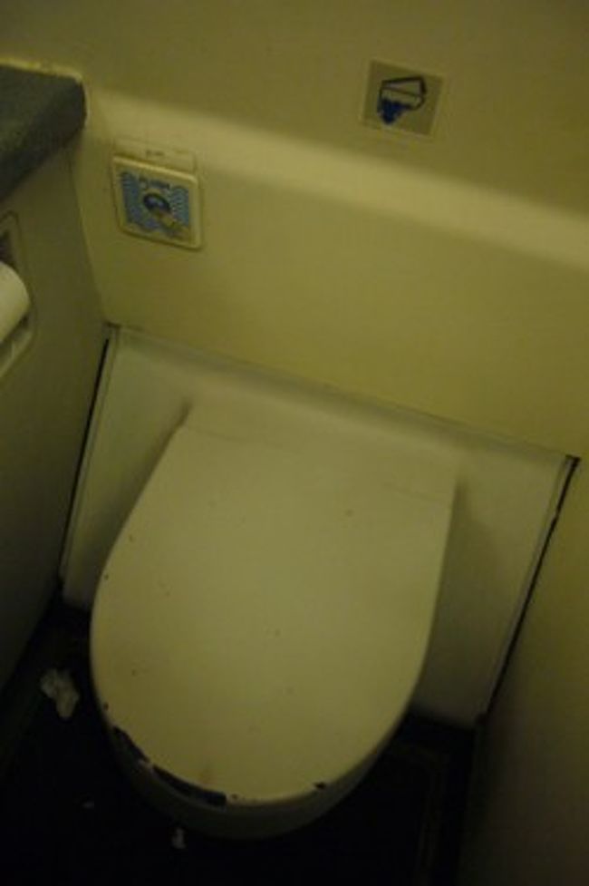 機内のトイレ。<br />そんなにきれいではありません。