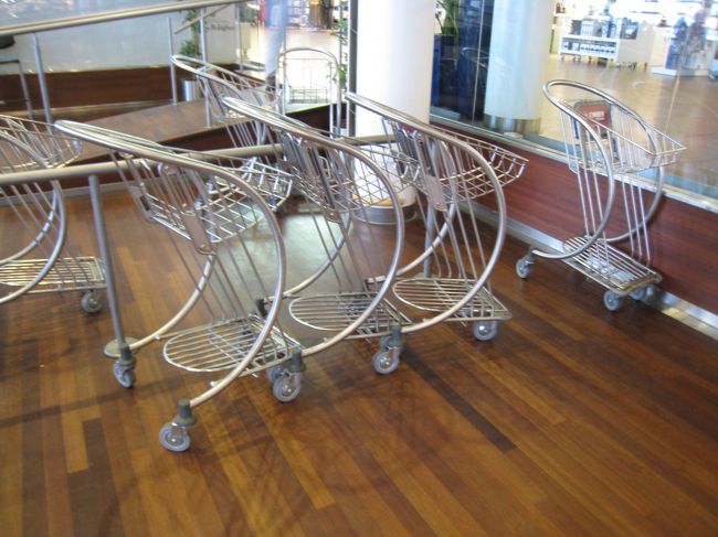 スタイリッシュなカート。曲線が美しい。ただ、あまり大きな荷物が乗せられないのが難点かな。