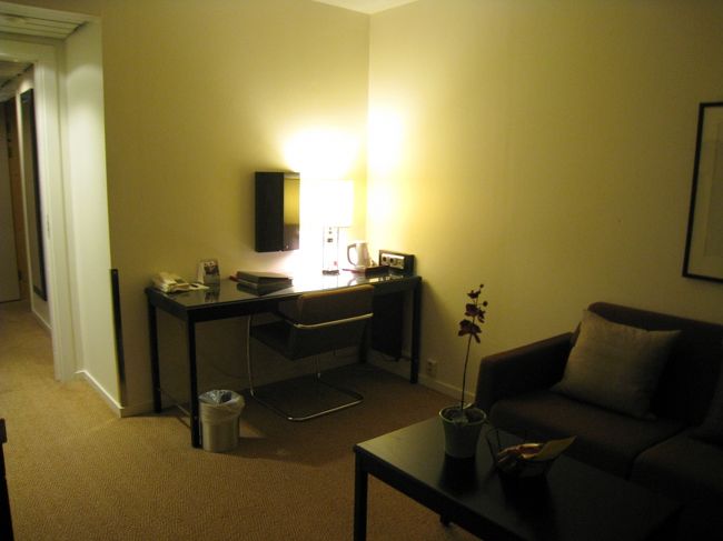 ベッドルームの手前にこの部屋があります。見えていない部分にテレビと冷蔵庫が。もちろんベッドルームにもテレビあり。