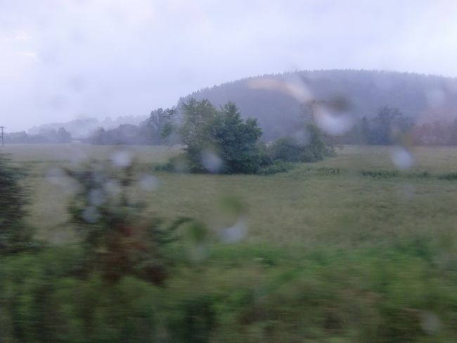 雨はどんどん激しくなってます。<br />あげく、またしても<br />つぎに乗った電車まで遅れてます(>