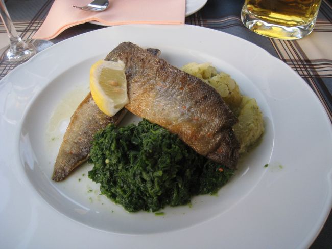スロベニア、特にブレッド湖の代表的な食べ物、マスのグリルを。レモンをたっぷりかけて食べると、更に美味しかった◎