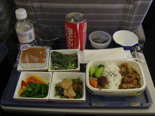 帰りの飛行機はJL６４８（台北１４時３０分　発）<br /><br />機内食は肉料理を選択し、これをもって今回の旅行の食事はオシマイです。<br />今回もホント、よく食べたな〜！