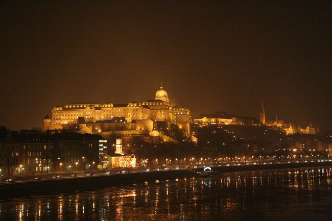エルジェーベト橋からの王宮の夜景