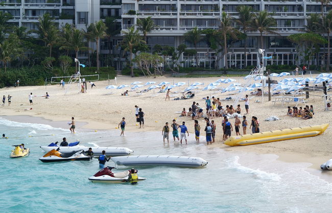 「ムーンビーチホテル」のプライベートビーチ