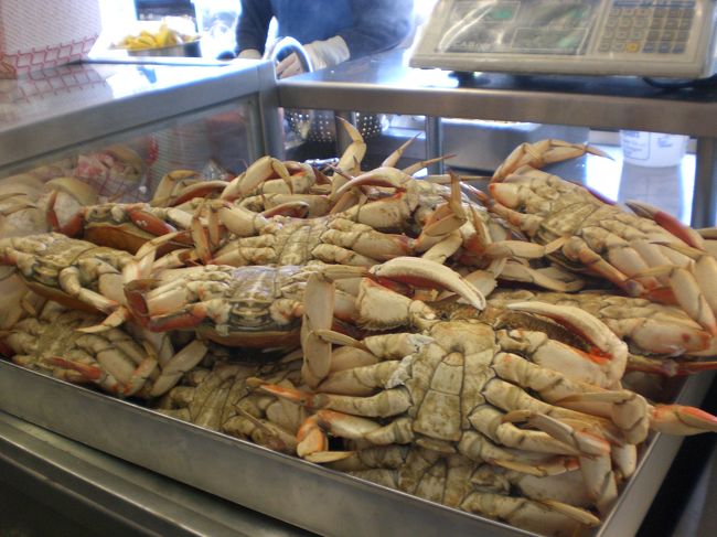 山積みにされたカニたち