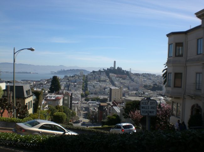”世界一曲がりくねった坂道”と言われるロンバートストリート。<br />急斜面を車でも通行可能にするために8つのカーブを加えた結果こうなったそうです。