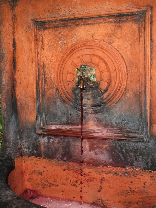 王宮の丘、ラビリンスの中の”ワインの湧き出る泉”です。このラビリンスは怖かったの一言です。方向もわからず、若いアメリカ人カップルの後を、お願いしてくっついていった始末です。出てこれないんじゃないかと思うほどでした、あー、こわかった。怖い物好きの人にお薦めの場所です。