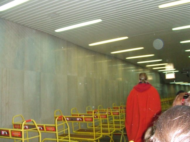 左の黄色いトロッコに乗り、2km程疾走します。<br />内部は約8℃で湿度90％でした。<br />寒い！