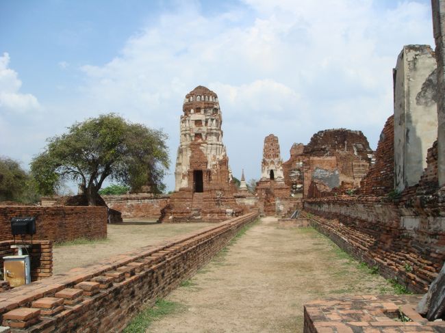アユタヤ遺跡公園の中の様子・・・ラオスとの戦争の後だとか・・・<br />うる覚えで申し訳ありません<br />