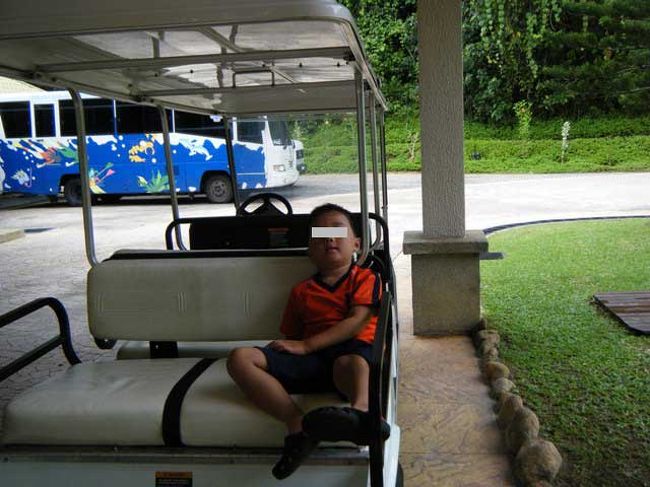 今回、HillViewの部屋を予約しました。<br />部屋は、山の中腹にあります。<br />レセプションからの移動は、電動カートを使います。<br /><br />運が良ければ、すぐ乗れます。悪ければ、なかなか乗れません。<br />誰も居ないので、乗って待っています。<br />(写真は、別の日に撮ったものです。)