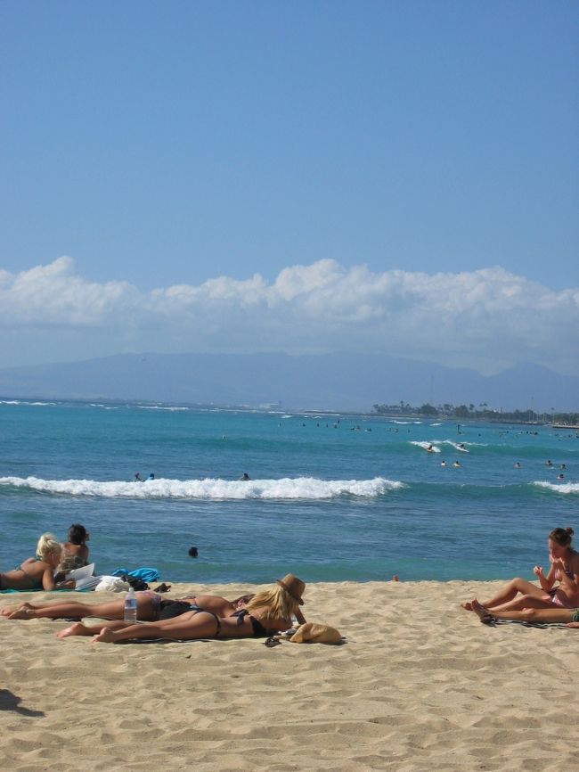 この後、トロリーに乗ってホテルまで帰り、<br />ハワイ最後の夜のディナーに出かけます！