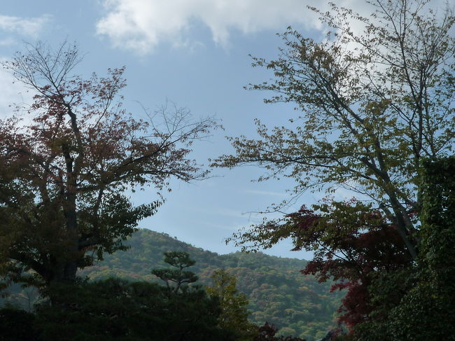 嵐山本線で終点嵐山に到着。<br /><br />京都はちょっと奥に入っただけで山がすごい近くに感じる。