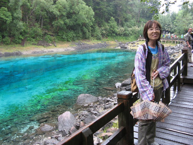 同じく五彩池。<br /><br />その澄み切ったエメラルドグリーンの水に、雨も寒さも気になりません。