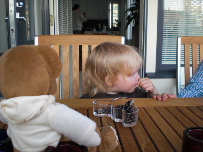 ああ、おいちかった、ごちそうさま・・・<br /><br />ときっと言っているであろう、友人のかわいいお子。<br />ママはフィンランド人。　パパはスウェーデン人。<br /><br />maitoがミルクと教わった私たち。