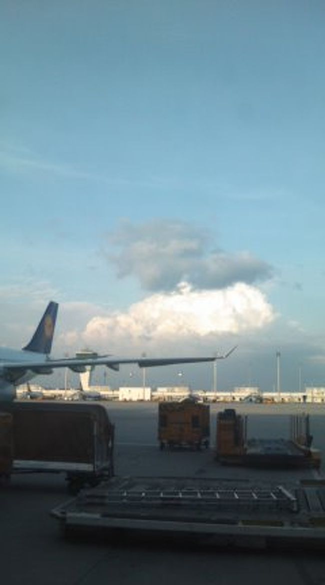 乗り継ぎのミュンヘン空港にて、空港内の移動バスから撮りました★<br />お世話になったルフトハンザさんの、機体のおしり部分です(笑)<br /><br />季節のせいなのかも知れないけど、ヨーロッパの空はなんと言うか‥‥<br />雲がすごく立体的な気がしたんですよねぇ(∵*)<br />なんかいいなぁと思って撮ってみました♪